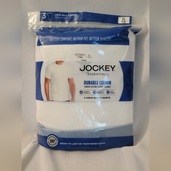NWOT Jockey Essentials Men's Crew Neck Cotton White T-shirts XL, 46-48 P… - Picture 1 of 5
